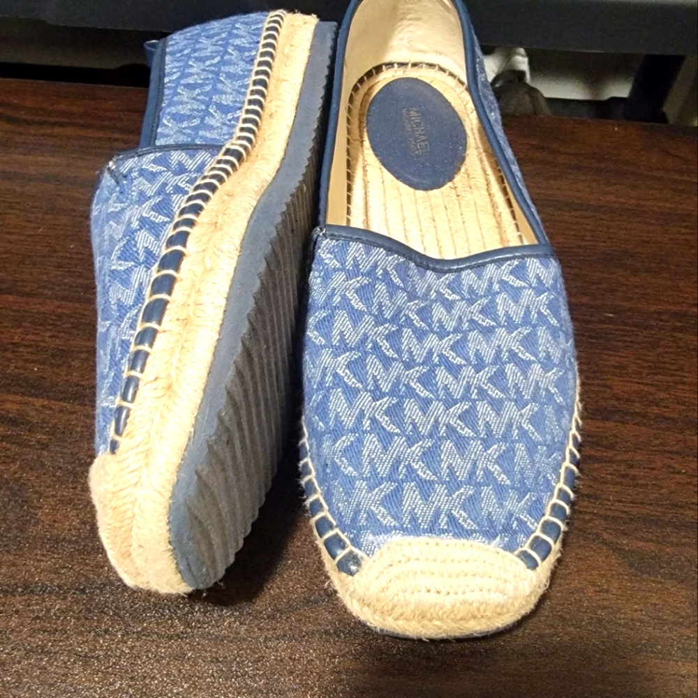 MK Blue and Beige Espadrille Flats